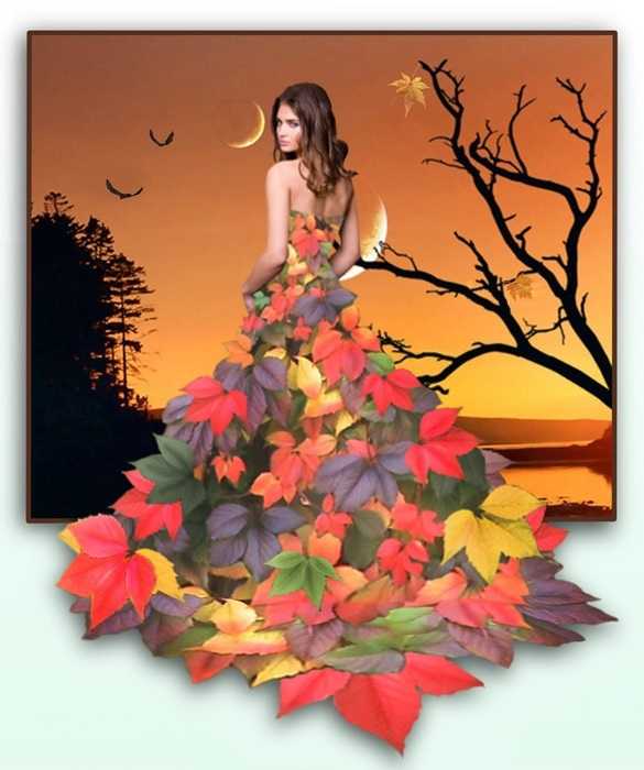 Картинка намальована дівчина осінь для дітей 004