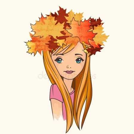 Картинка намальована дівчина осінь для дітей 008