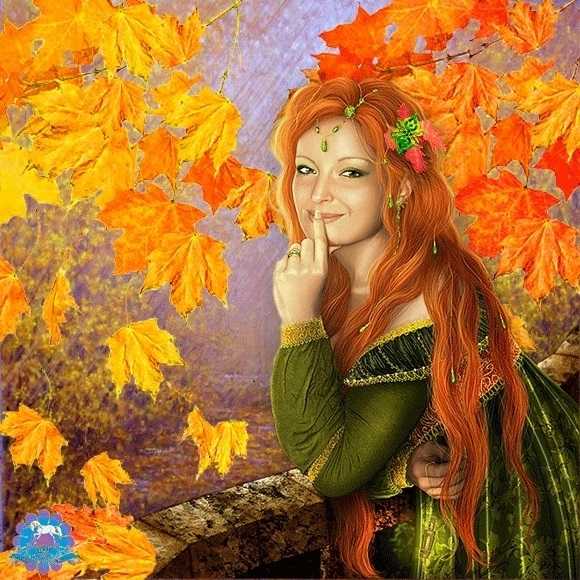Картинка намальована дівчина осінь для дітей 017