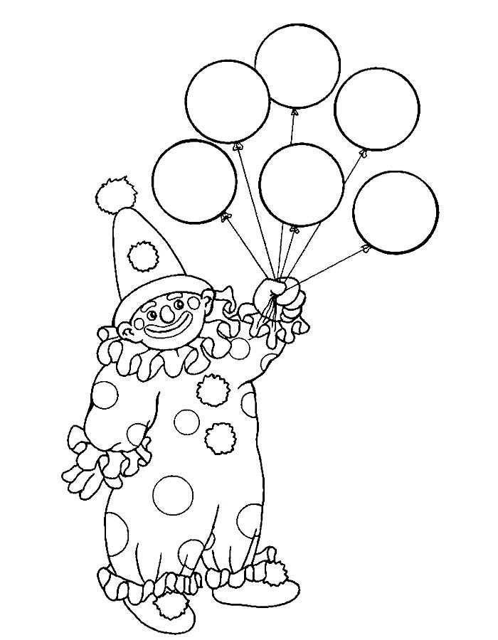 Картинка клоун з кулями для дітей 021