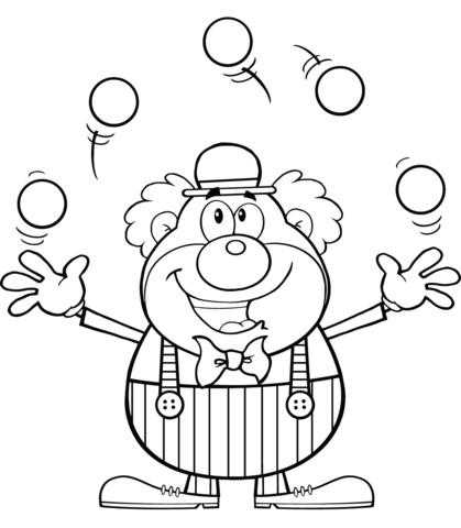 Картинка клоун з кулями для дітей 004