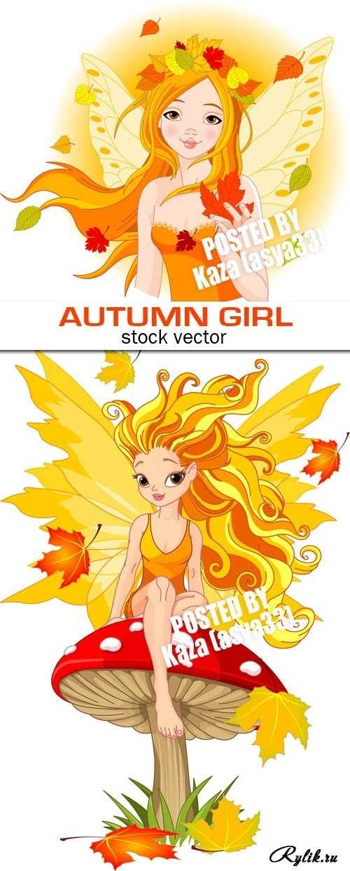 Картинка намальована дівчина осінь для дітей 007