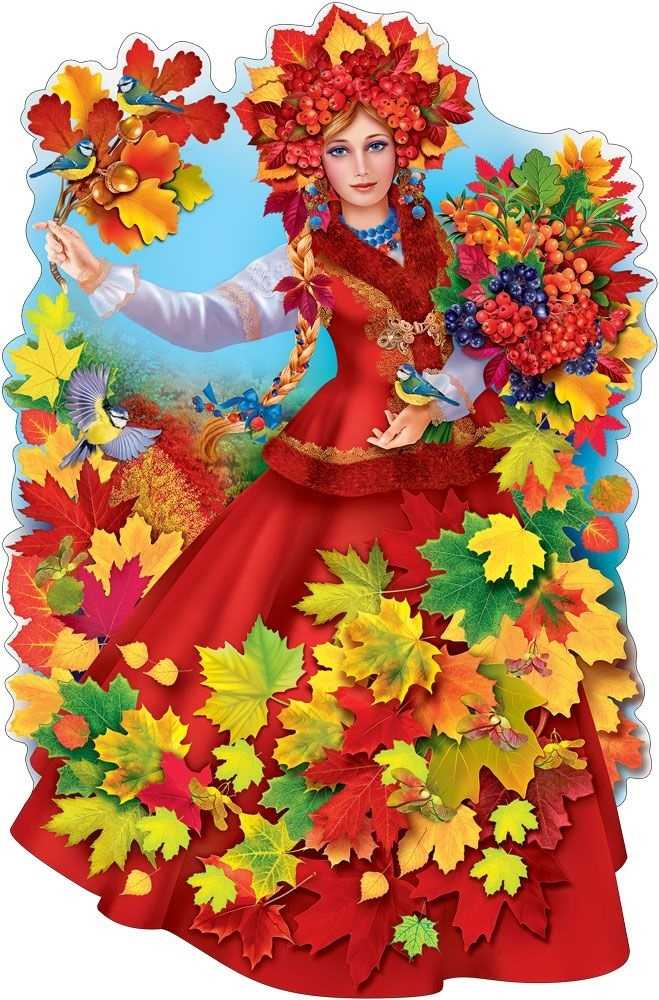 Картинка намальована дівчина осінь для дітей 002