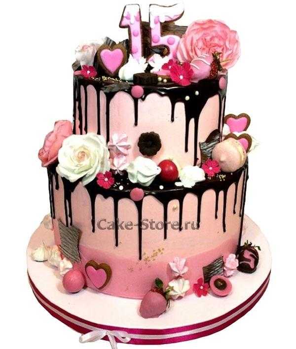 На день народження торт для дівчинки на 15 років 018