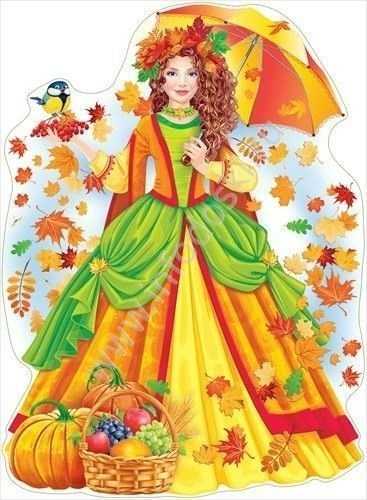 Картинка намальована дівчина осінь для дітей 013
