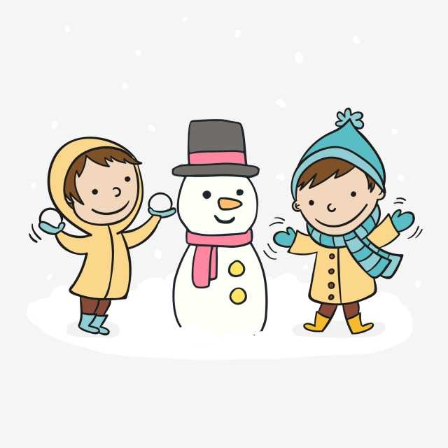 Дети играют со снеговиком. 