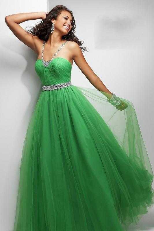 Зеленое свадебное платье