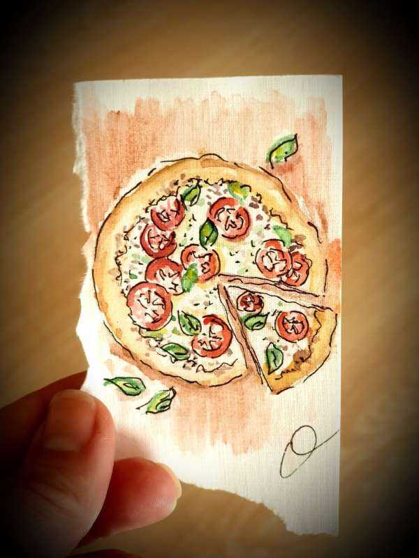 Рисунки еда с глазками пицца