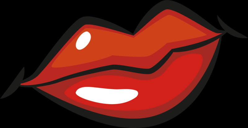 Рисованные губы красные