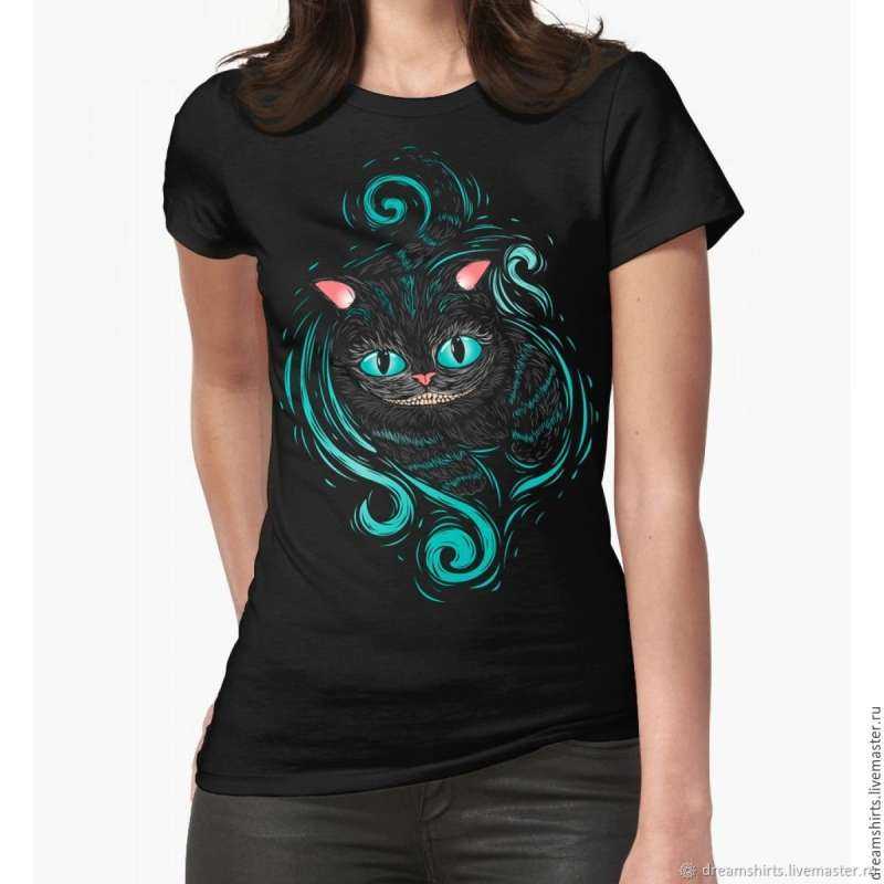 Чеширский кот принт на футболке
