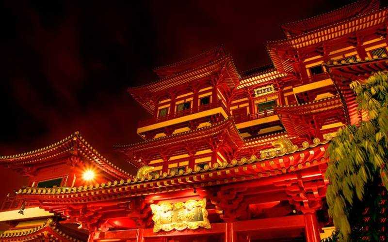 Буддийский храм ночь Китай