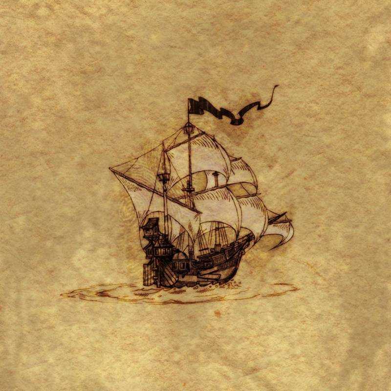 Карта пиратов с кораблем