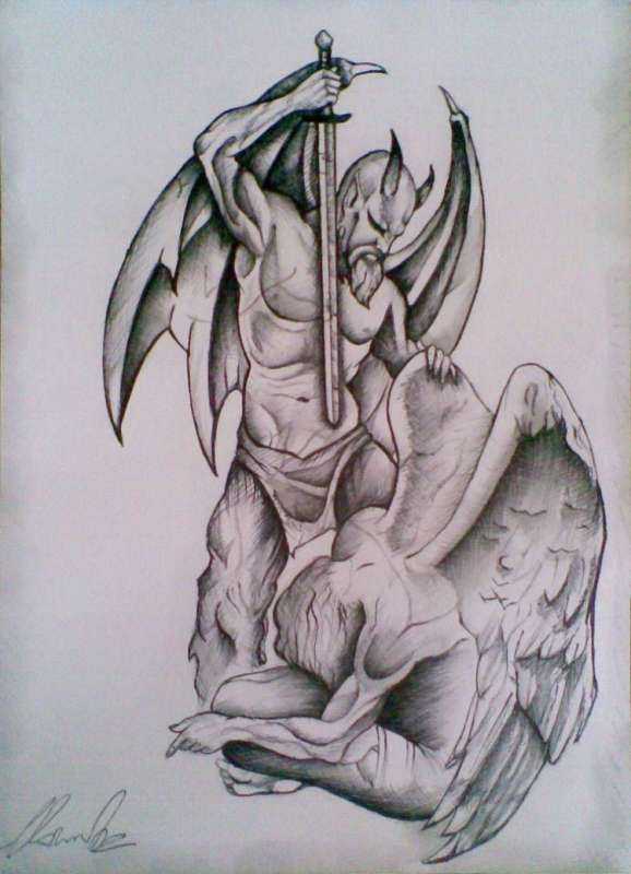 Ангел и демон карандашом