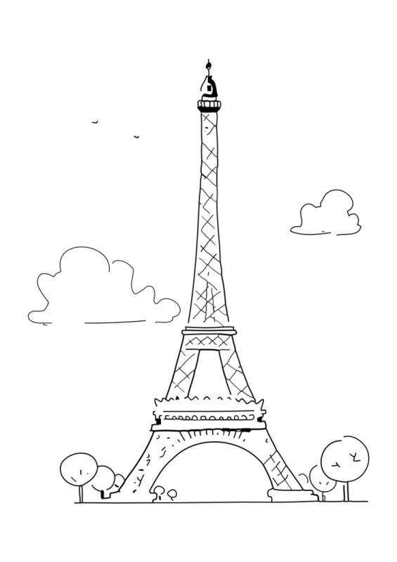 Раскраски Париж эльфивая башня