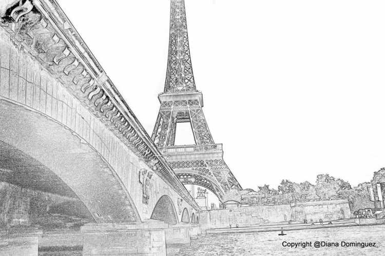 Скетч Париж Эйфелева башня