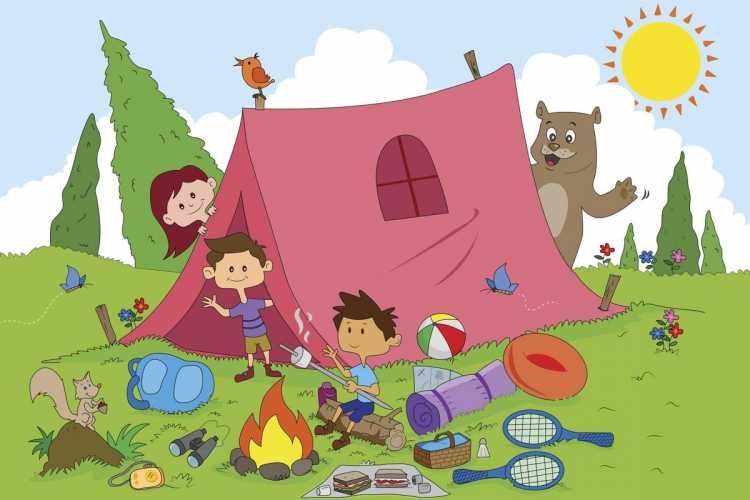 Летний детский лагерь иллюстрации