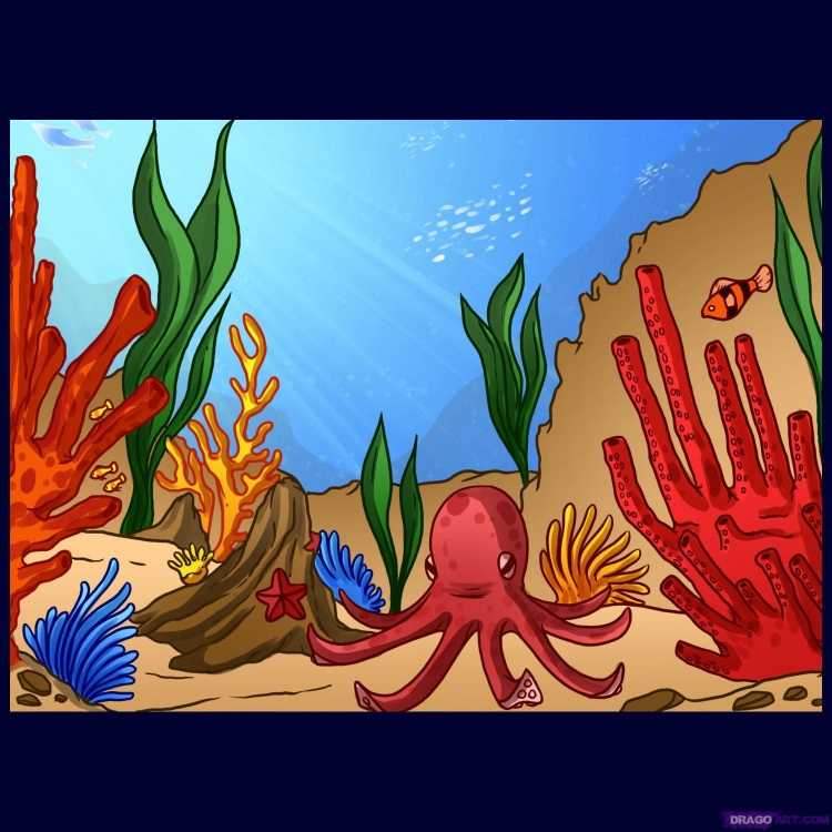Коралловый риф нарисовать