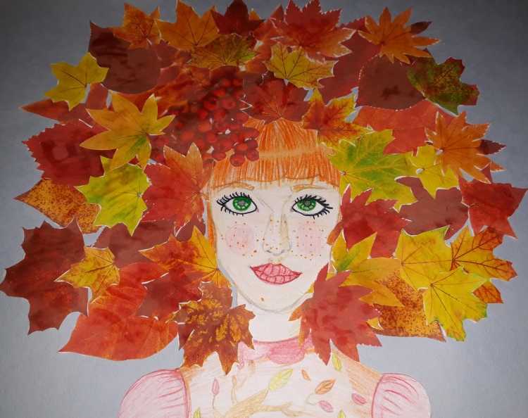 Поделка из листьев красавица осень