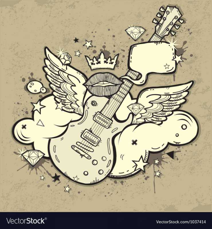 Гитарист с крыльями рисунок