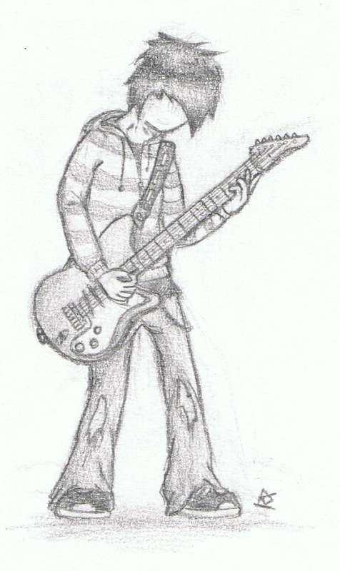 Человек с гитарой рисунок