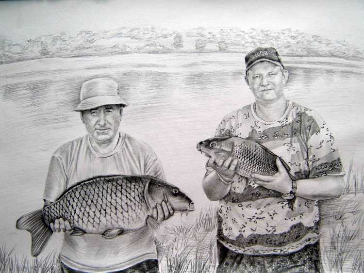 Рыбалка рисунок карандашом