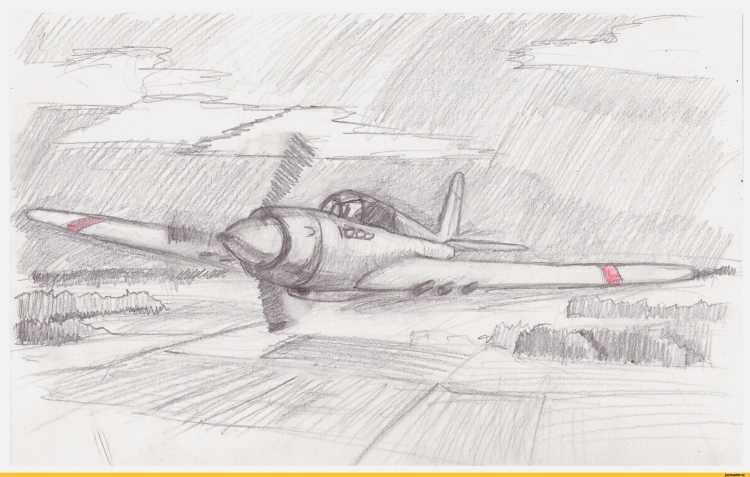 Самолёт рисунок карандашом