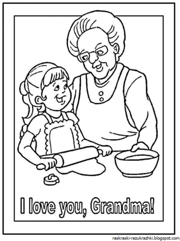 Разукрашки бабушка и дедушка