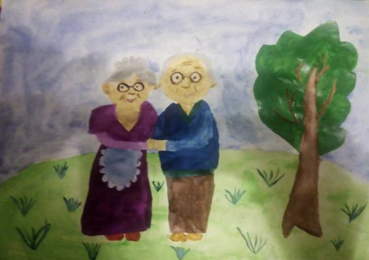 Рисование на тему бабушка и дедушка