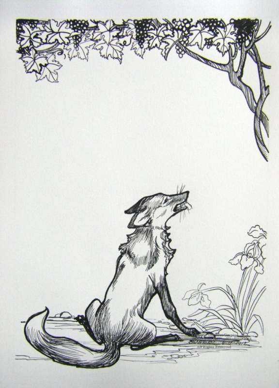 Иллюстрация к басне Эзопа лисица и виноград