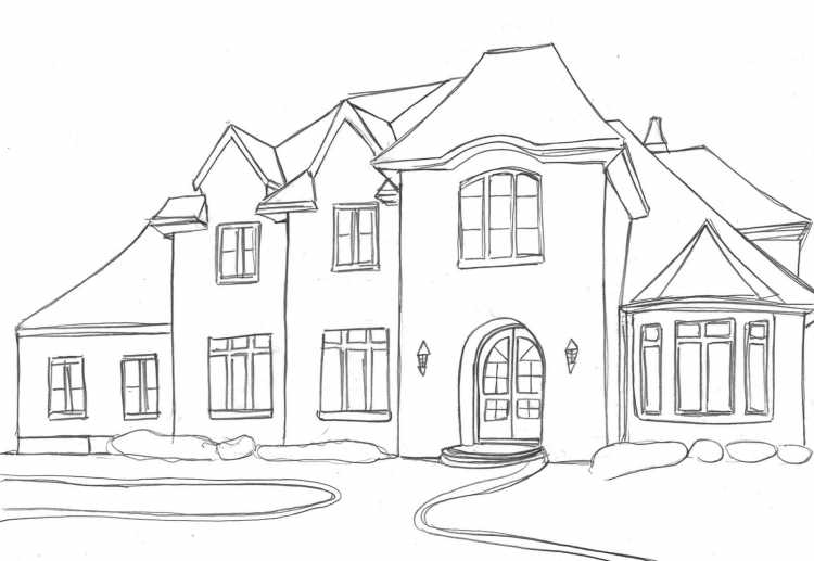 Нарисовать красивый дом карандашом