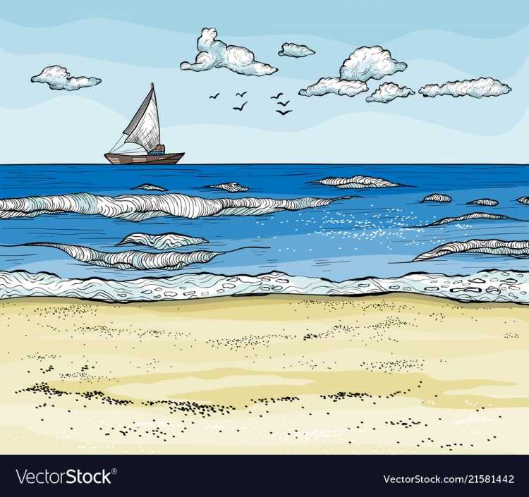 Горизонт море нарисованный