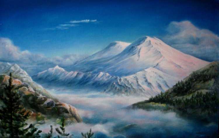 Гора Эльбрус живопись