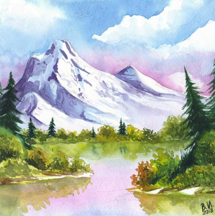Рисование горного пейзажа