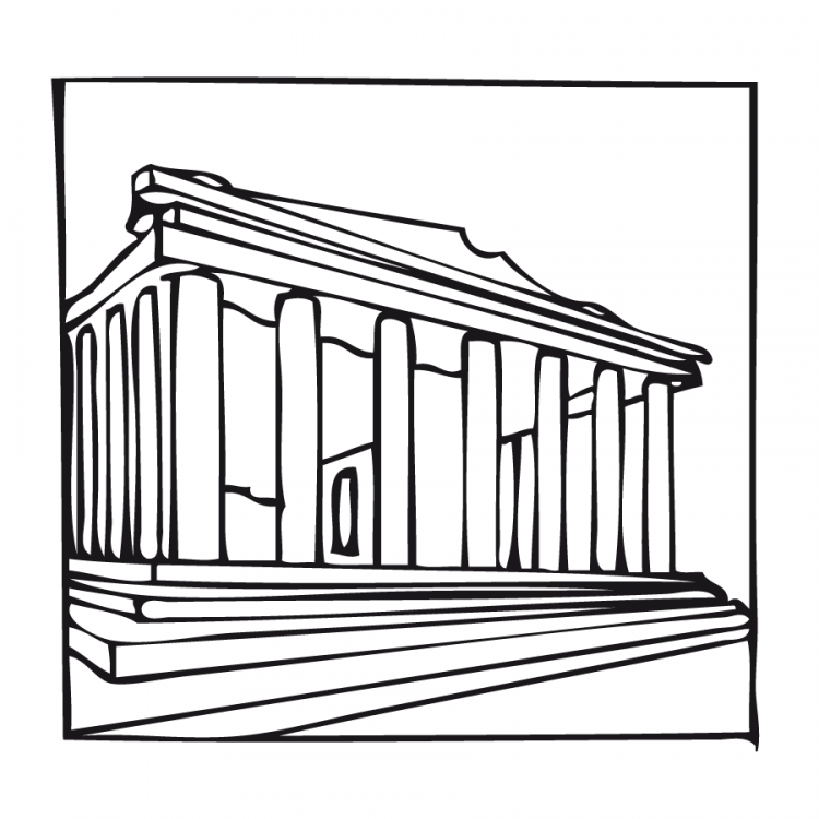 Храм Парфенон в Греции нарисовать