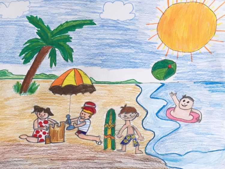 Лето рисунок для детей легко и просто