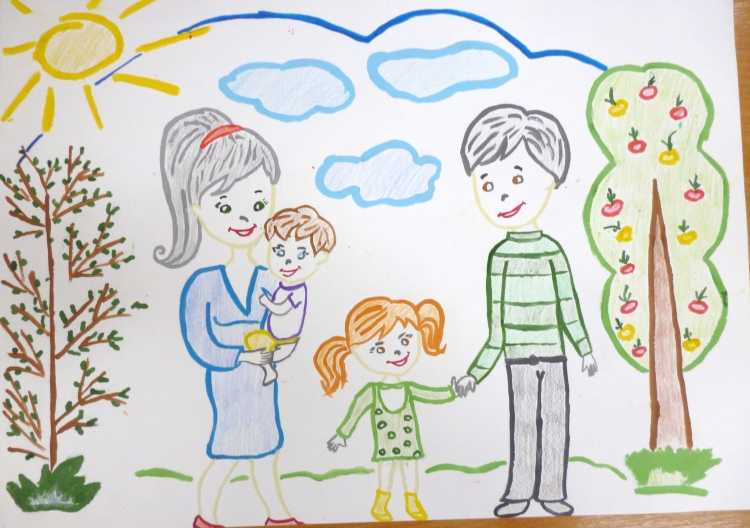 Рисунок семья и школа