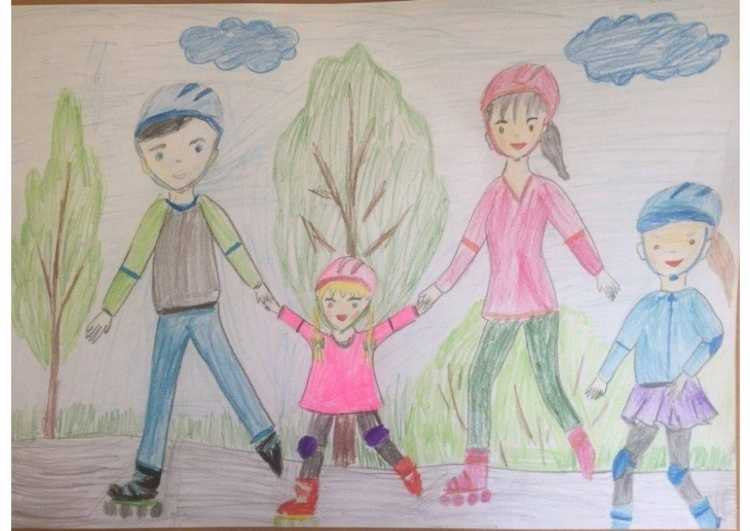Детские рисунки на тему спортивная семья