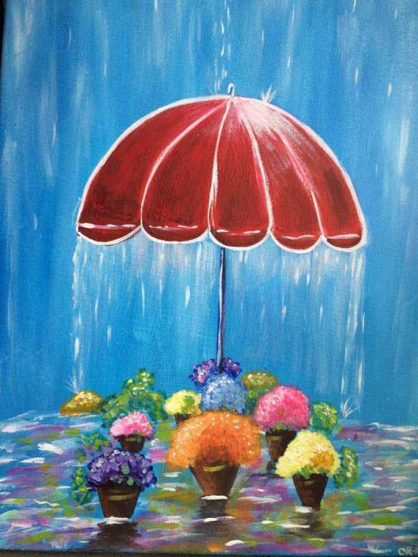 Зонтики красками