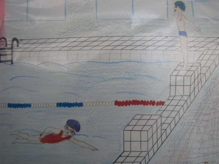 Детские рисунки на тему бассейн