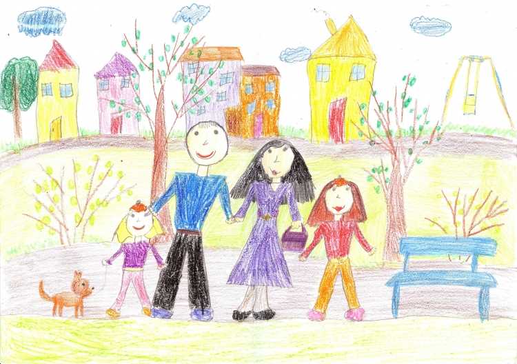 Рисование семья на прогулке