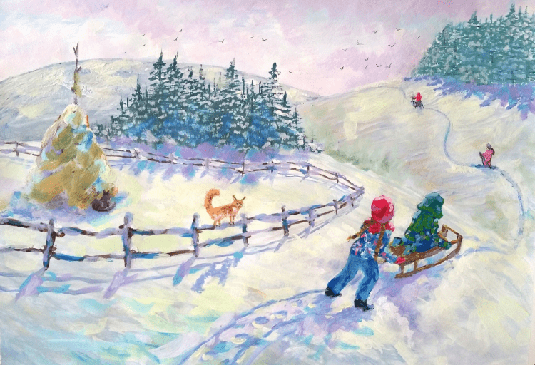 Зимняя прогулка рисунок