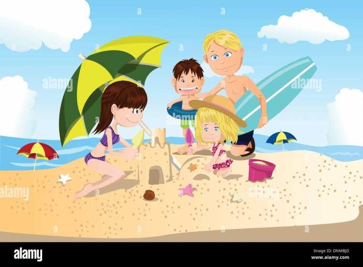 Пляж нарисованный для детей