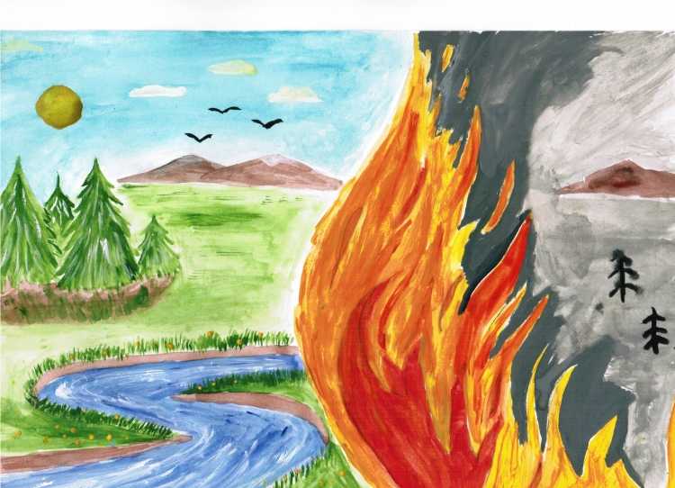 Рисунок на тему пожар