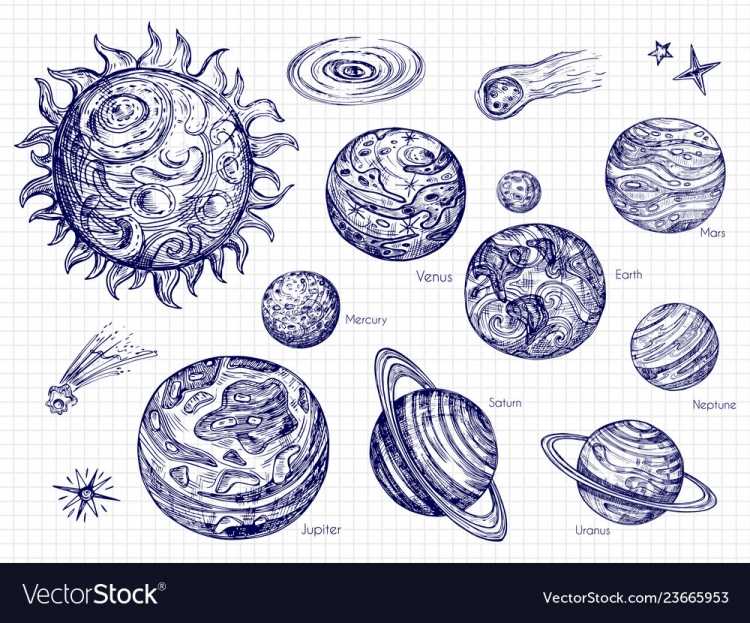 Планеты солнечной системы карандашом