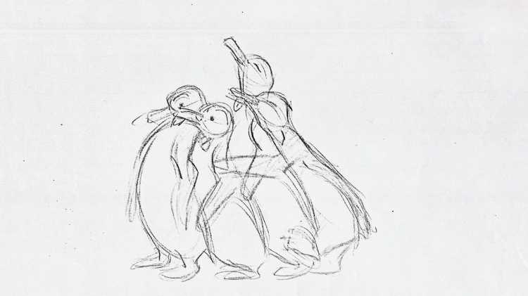 Скетч рисунки Дисней пингвины