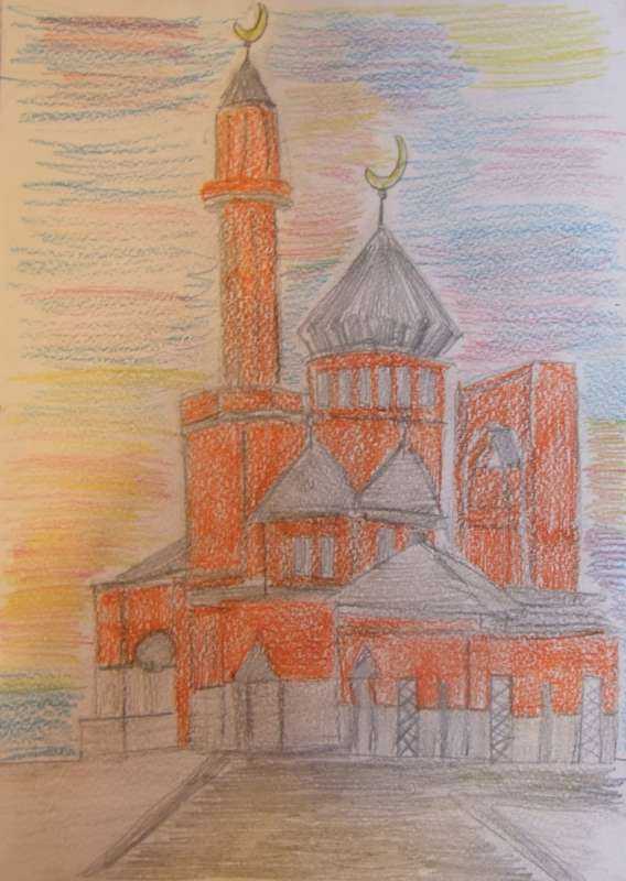 Мечеть карандашом цветным