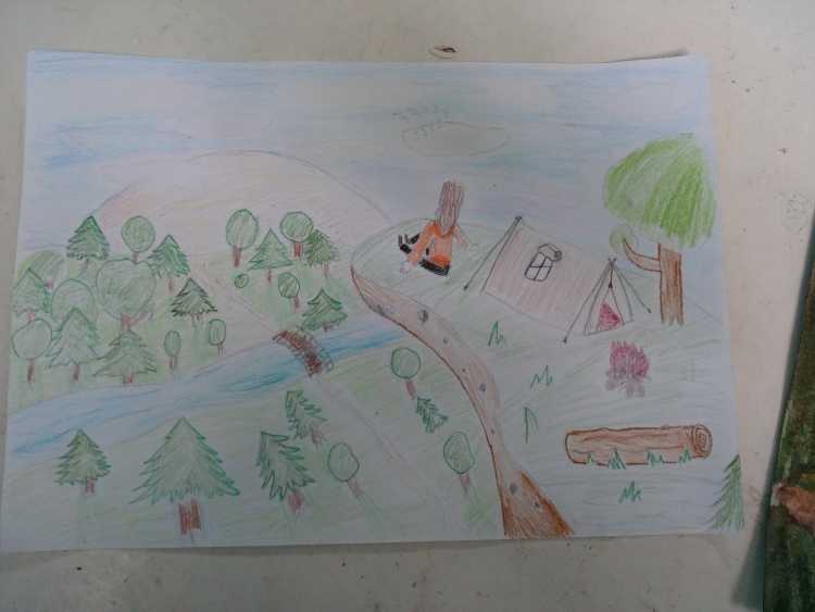 Рисунок на тему туризма в школу