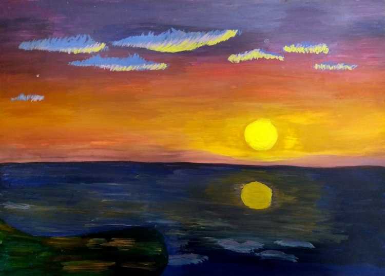 Тематическое рисование закат солнца