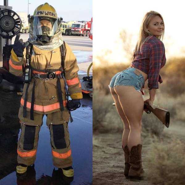 Девушки в пожарной форме