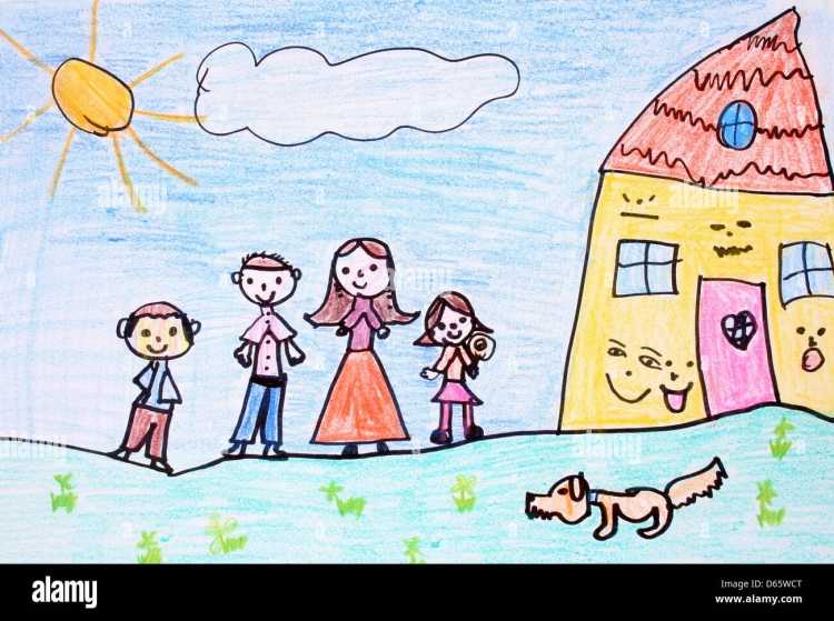 Детские рисунки про семью